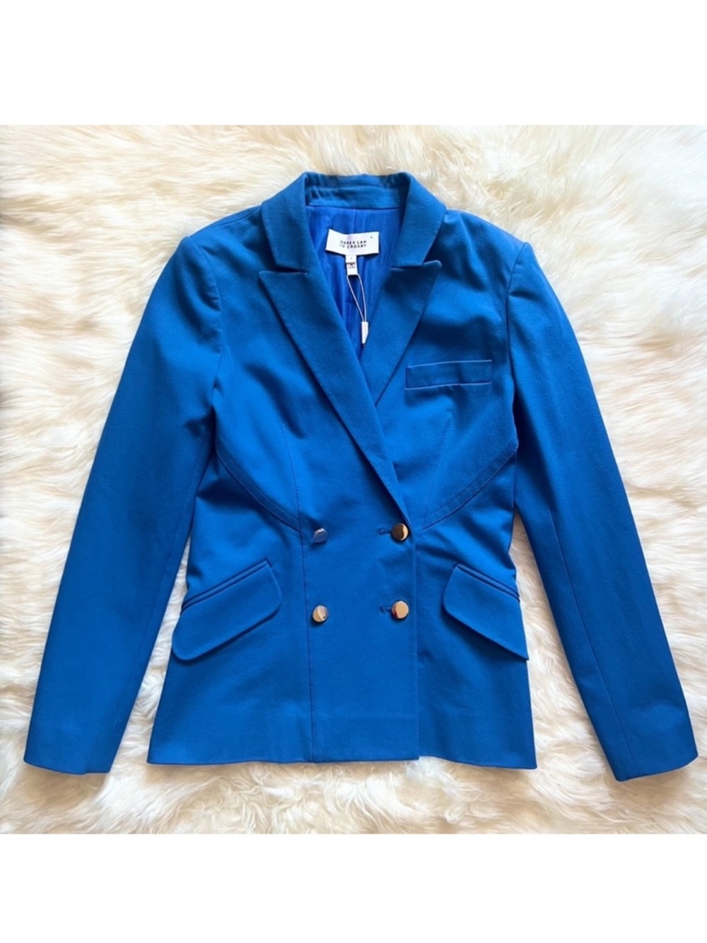 New! Derek Lam 10 Crosby Rodeo Azure Blue Double Breasted Blazer Size 4